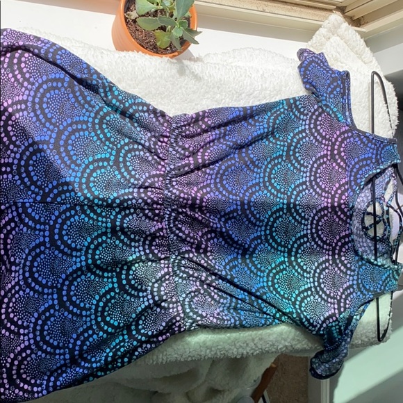 Girls romper with mermaid inspired pattern. - Picture 3 of 5